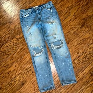 KanCan Jeans Womens Size 13/30 Distressed Blue Denim High Rise Jeans Ripped boho